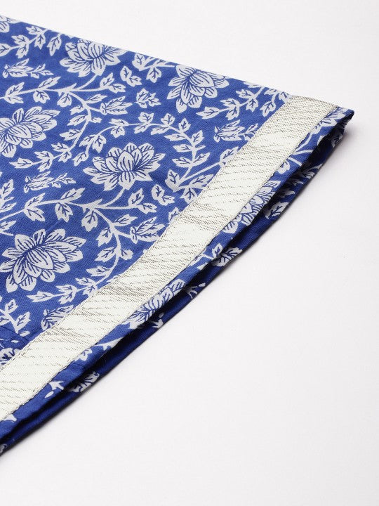 Floral Printed Pure Cotton Flared Maxi Skirt-2