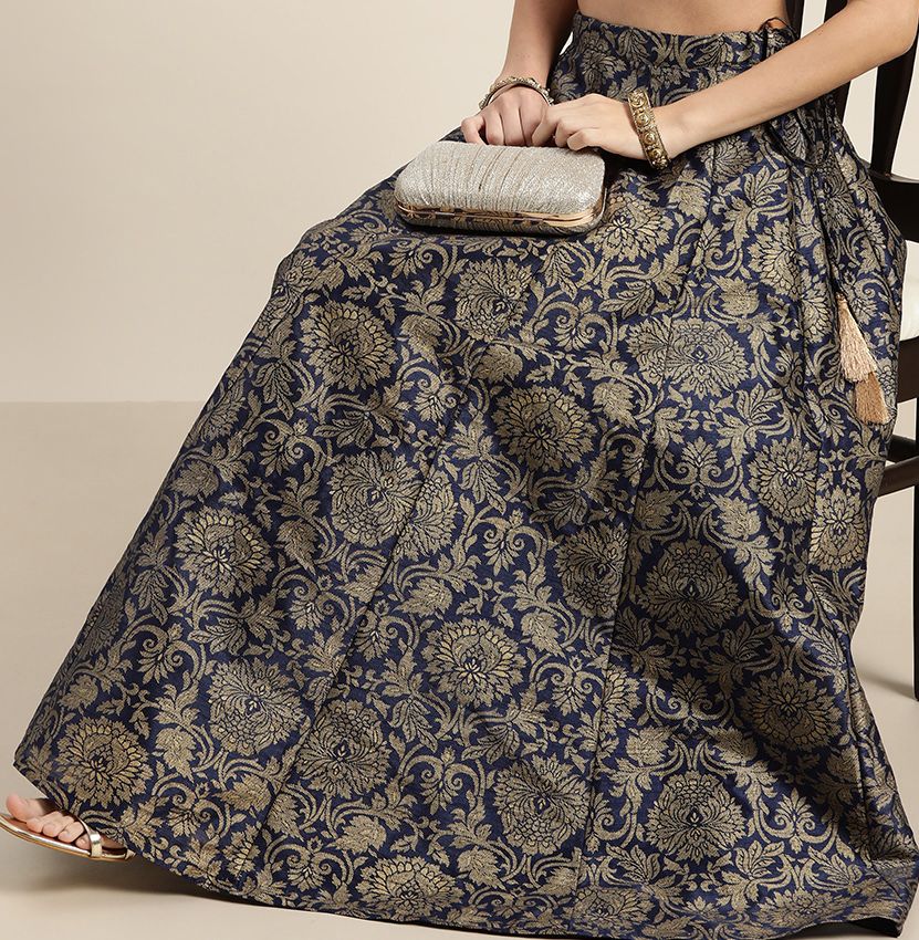 Charming Purple Floral Jacquard Skirt-9