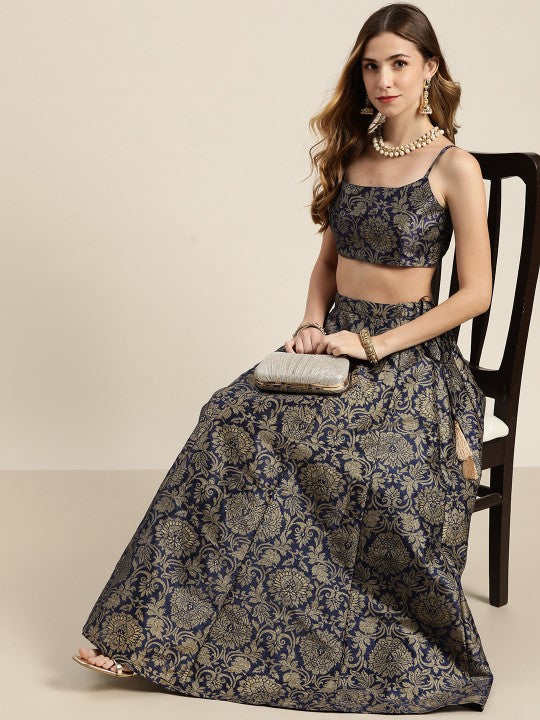 Charming Purple Floral Jacquard Skirt