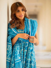 Floral Printed Kurta With Trousers & Dupatta