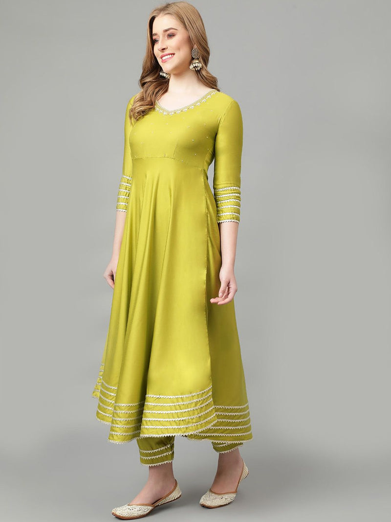 Women Regular Gotta Patti Kurta with Trousers & With Dupatta-2