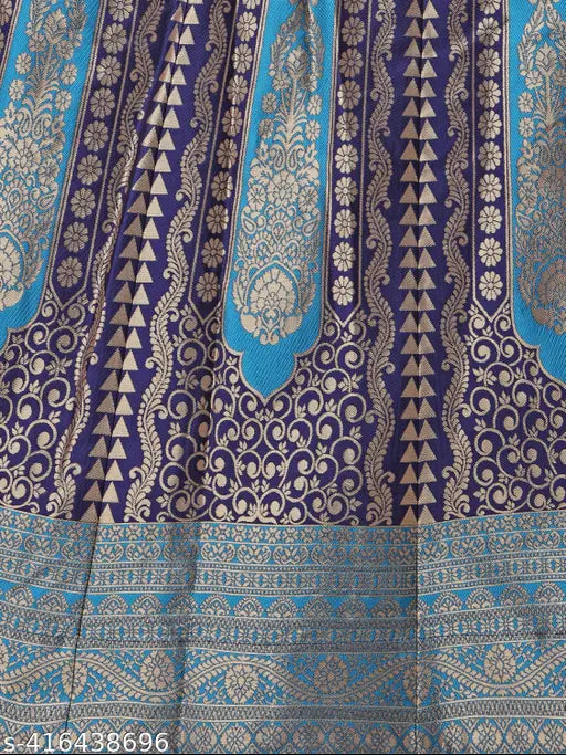 Navy Blue Lehenga & Unstitched Blouse With Dupatta-4