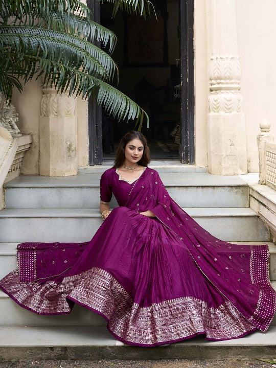 Embellished Ready to Wear Lehenga & Unstitched Blouse With Dupatta