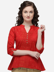 Red Printed A Line Tunic Top