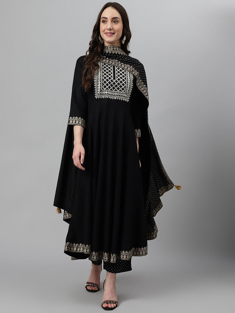 Embroidered Regular Sequinned Kurta with Palazzos & Dupatta-8