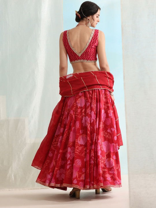 Printed Ready To Wear Lehenga & Blouse With Dupatta-2
