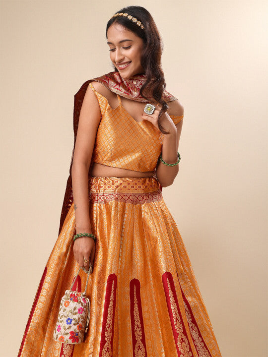 Navy Blue Lehenga & Unstitched Blouse With Dupatta-9