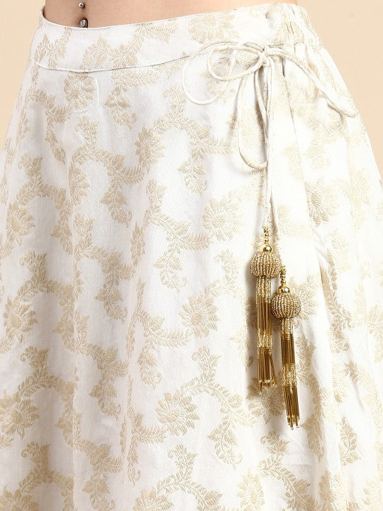 Ethnic Motif Woven Design Flared Maxi Skirt-6