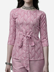 Salmon Pink Floral Design Co-Ord Set