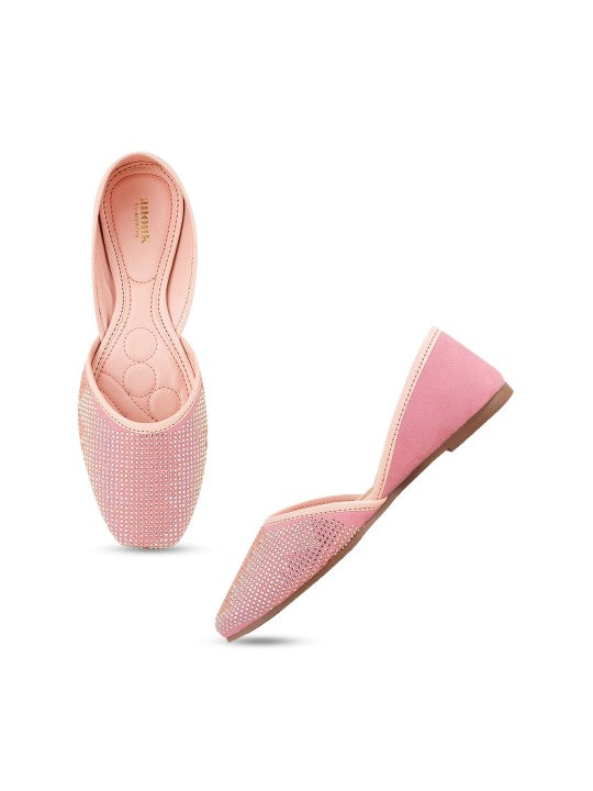 Embellished Diamond Design Mojari Flats-9