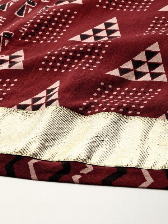 Anayna Women Printed A-Line Flared Cotton Maxi Skirt-3