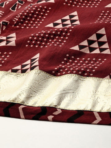 Anayna Women Printed A-Line Flared Cotton Maxi Skirt