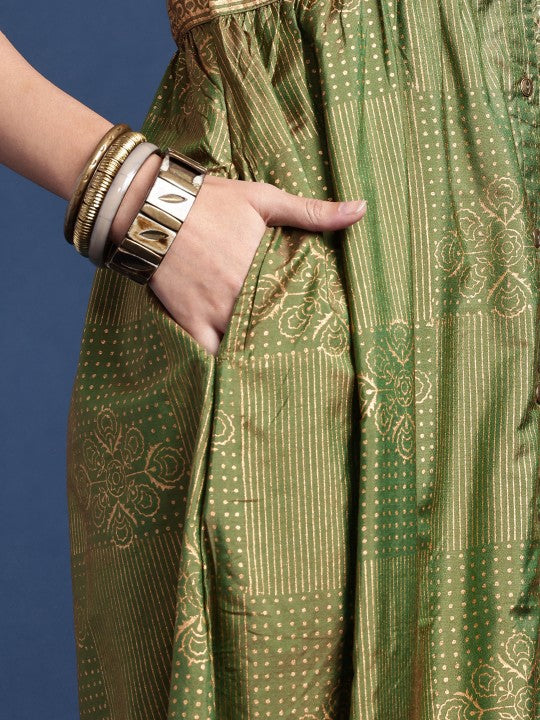 Festive Floral Printed Ethnic Dress