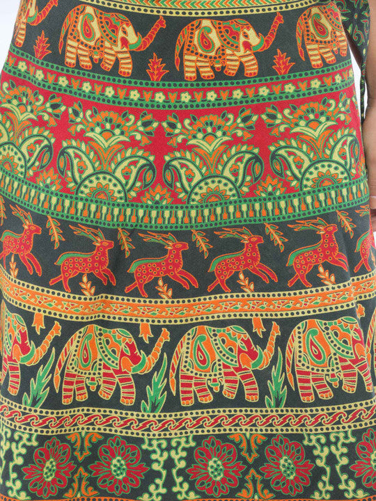 Mood Indigo Elephant & Deers Printed Wrap Around Skirt-11