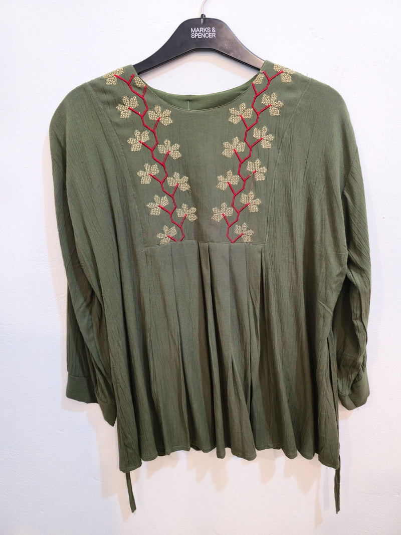 Green Floral Tunic Top-1