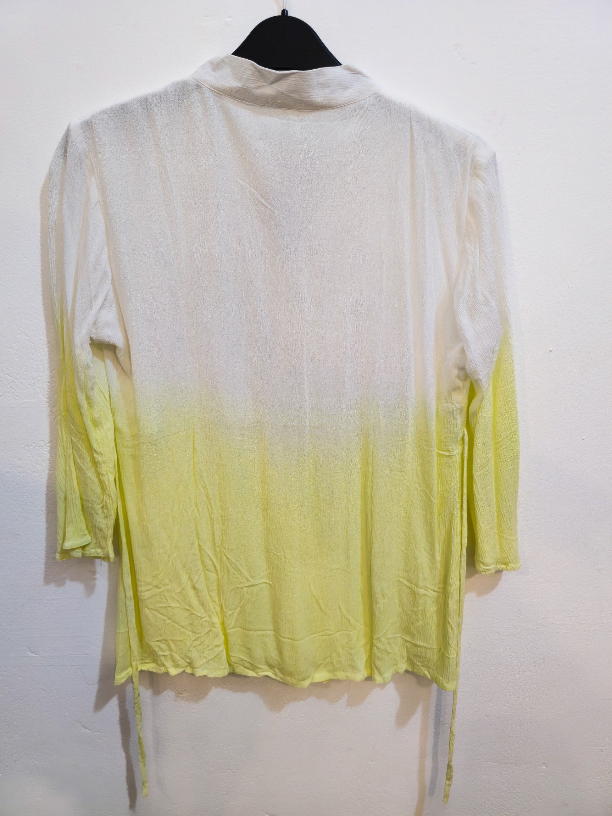 White to Lime Ombre Pleated Tunic-2