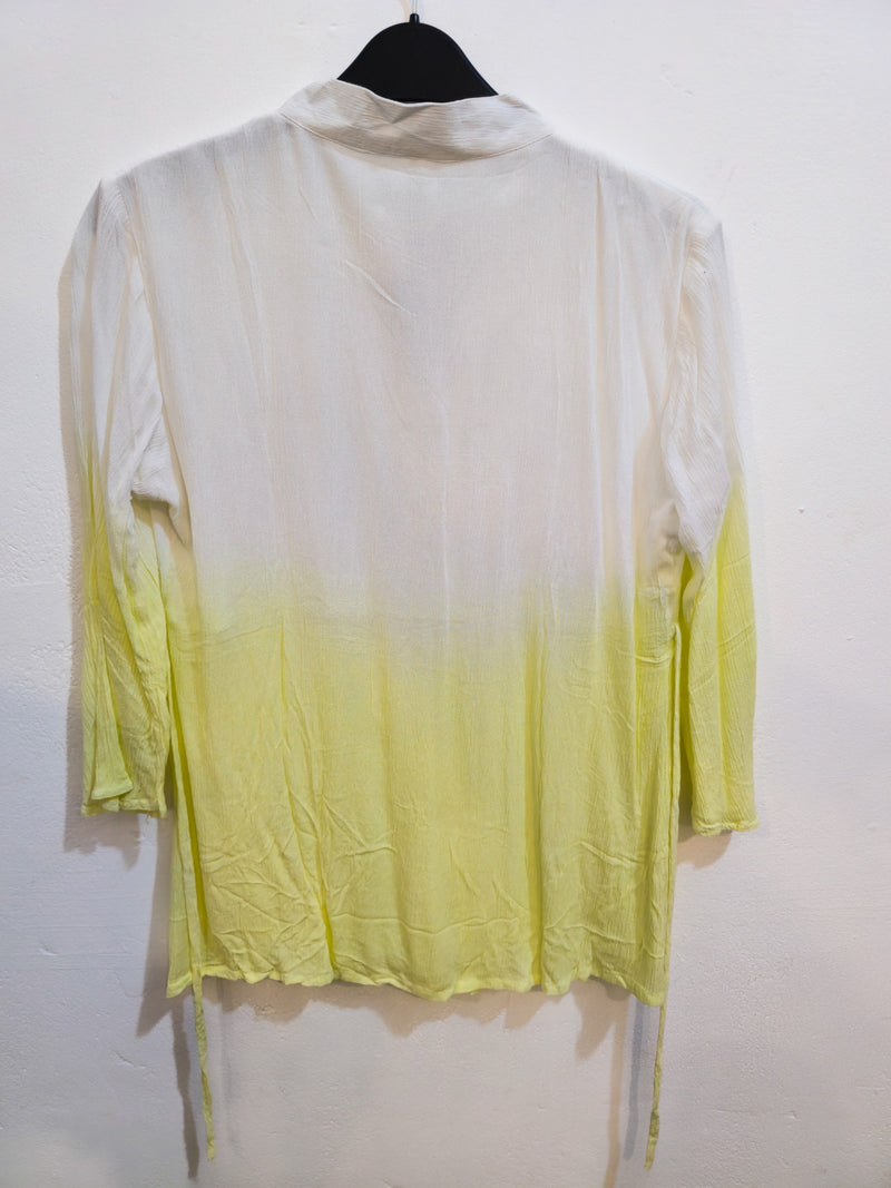 White to Lime Ombre Pleated Tunic-2