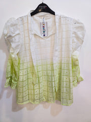 Ombre Lime Green Embroidered Cotton Top