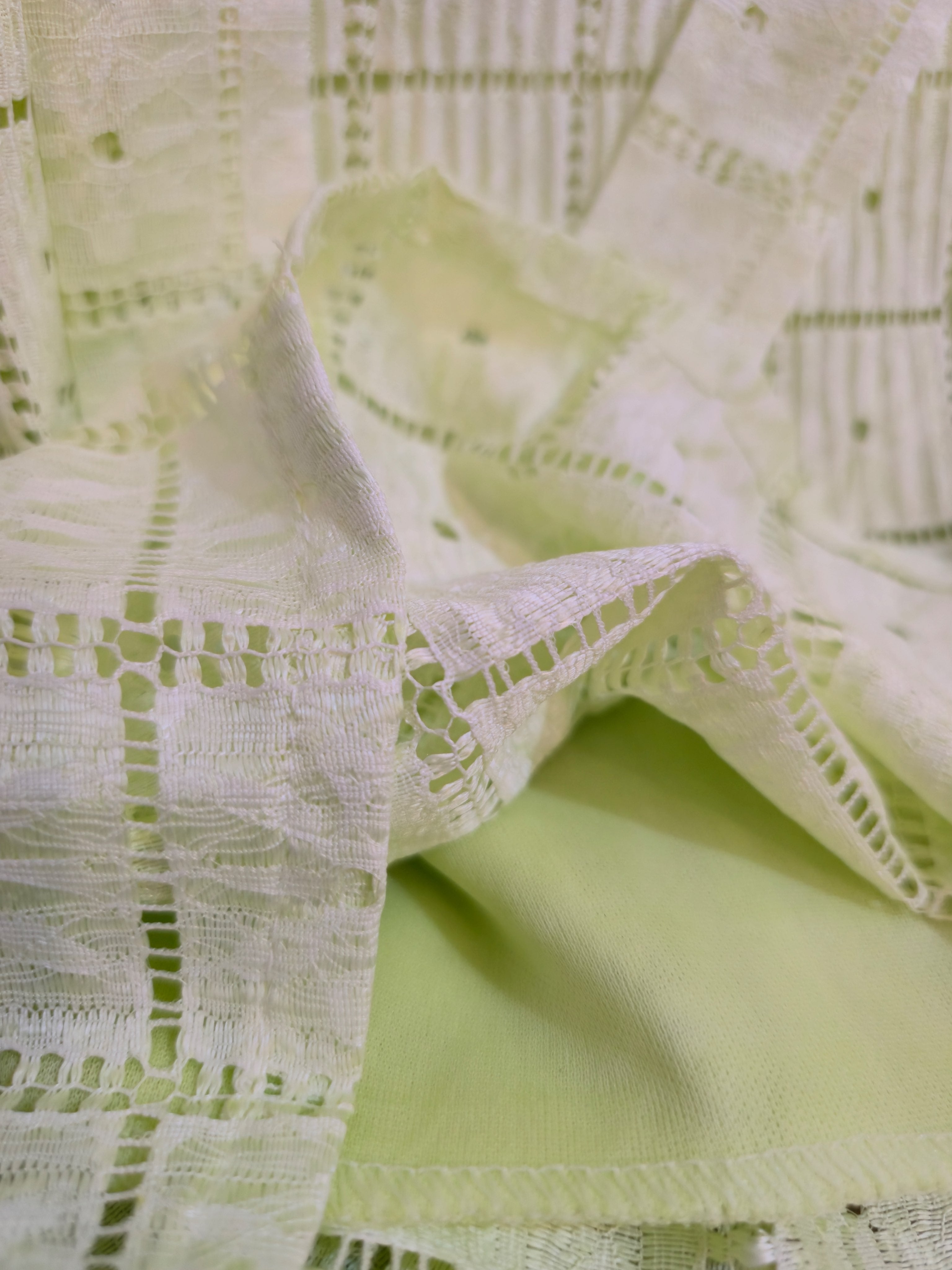 Ombre Lime Green Embroidered Cotton Top