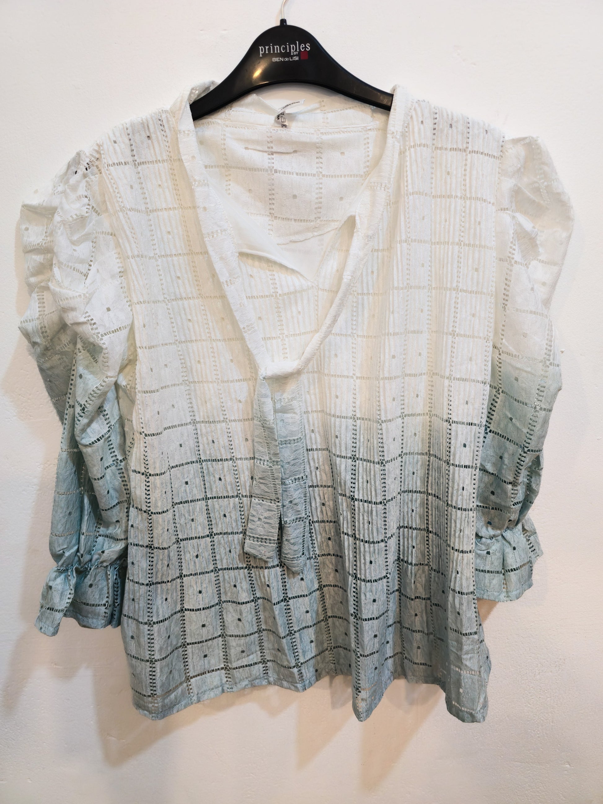 Ombre Lime Green Embroidered Cotton Top-2