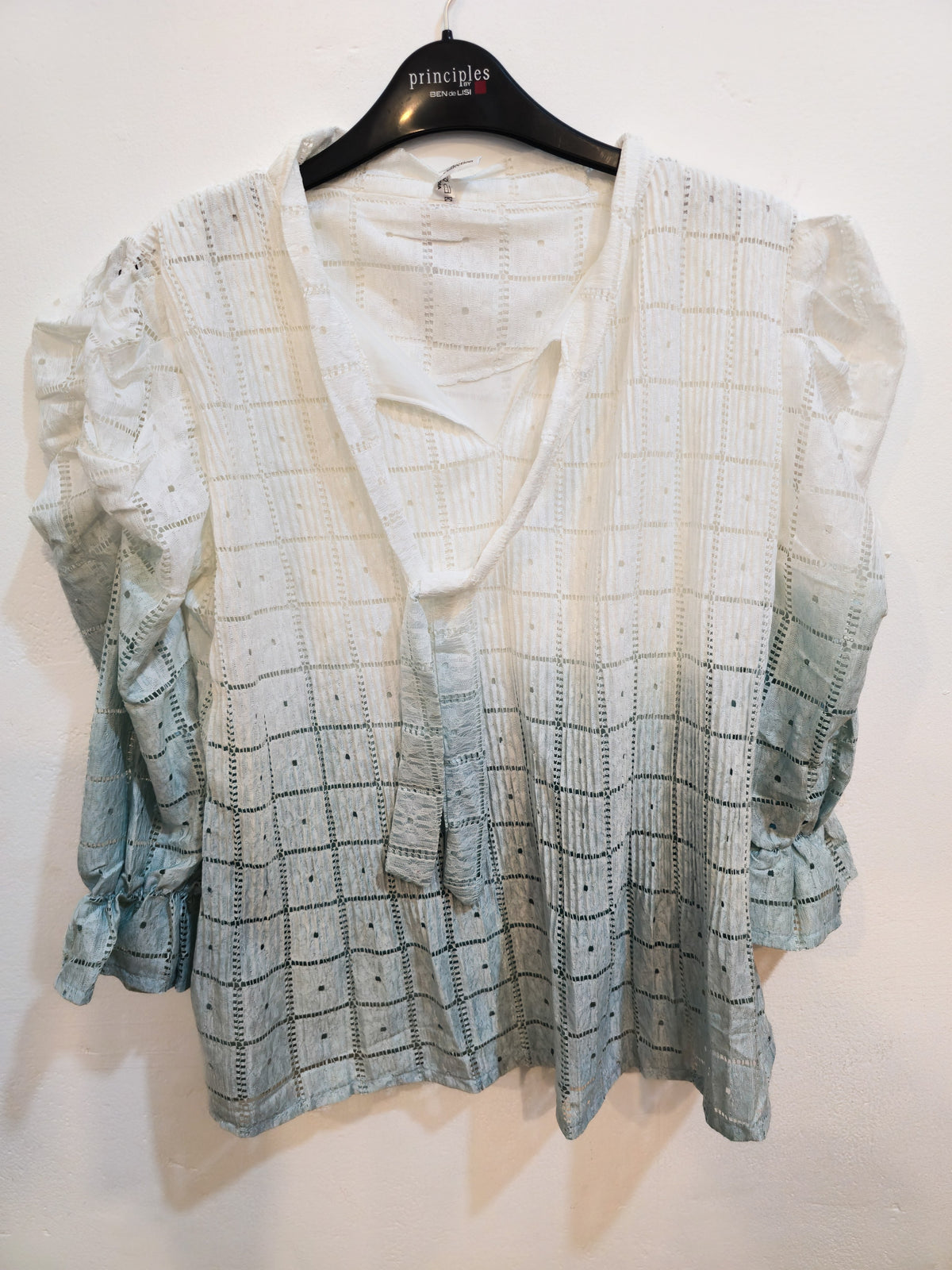 Ombre Lime Green Embroidered Cotton Top