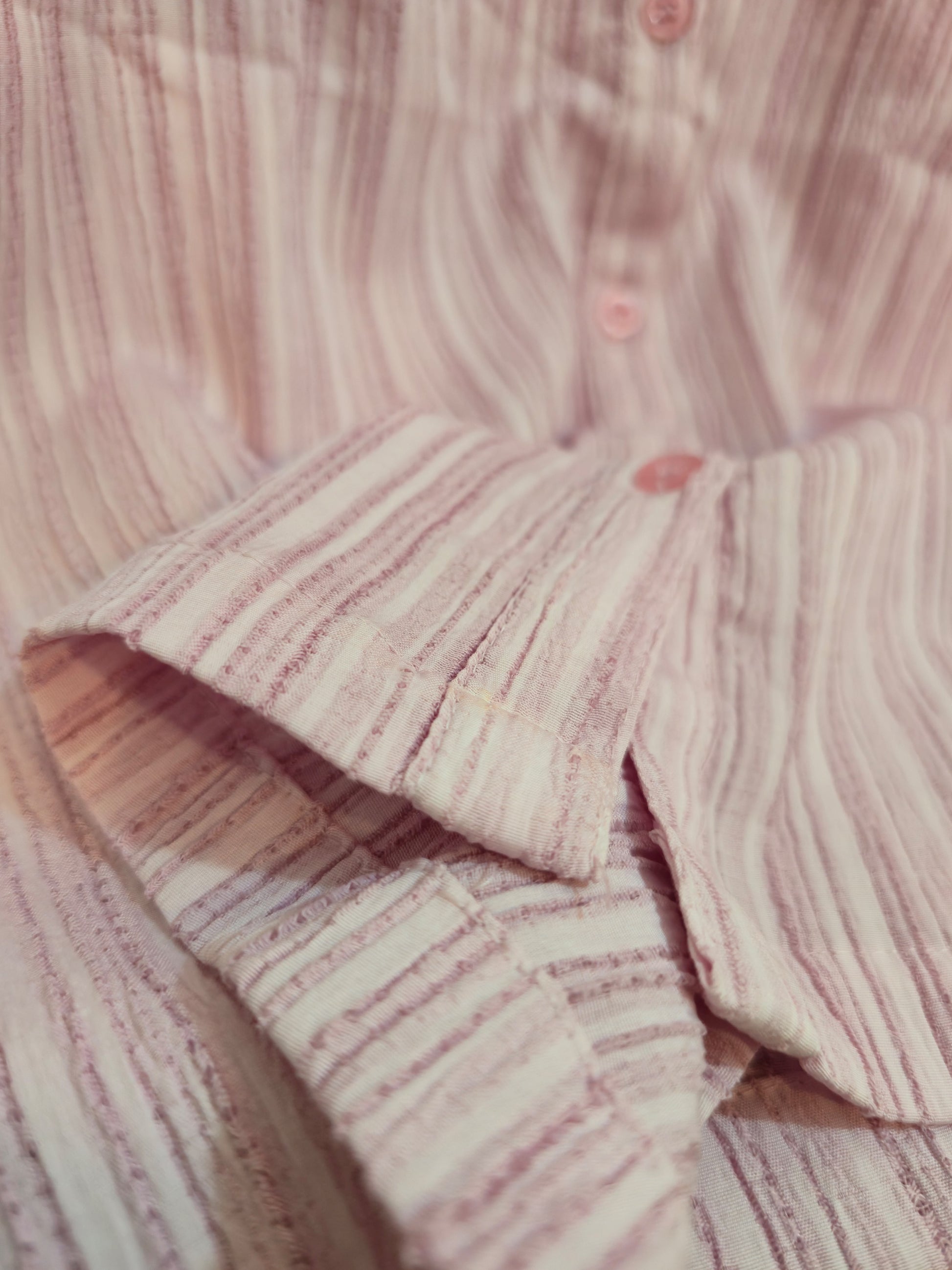 Blush Pink Striped Cotton Blouse with Floral Embroidery-3