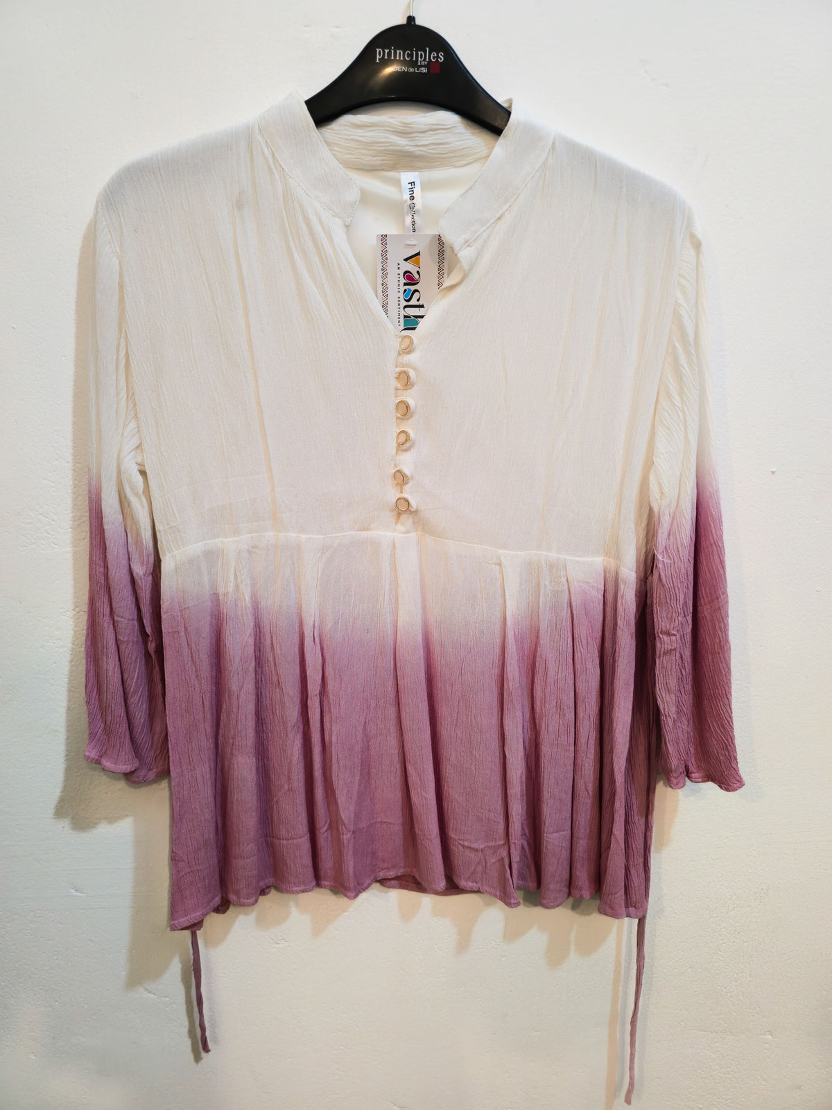 White to Lime Ombre Pleated Tunic