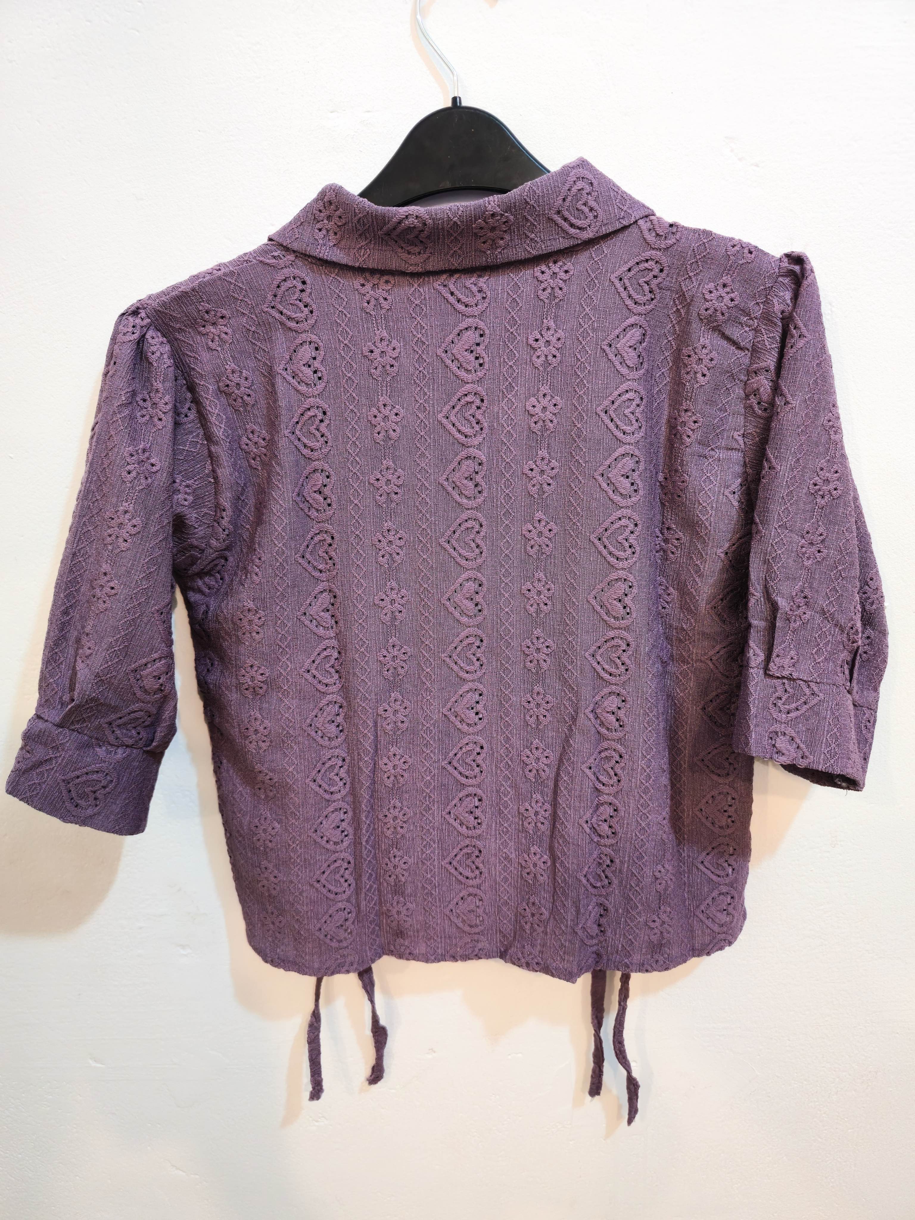 Purple Lace Zip-Up Crop Jacket