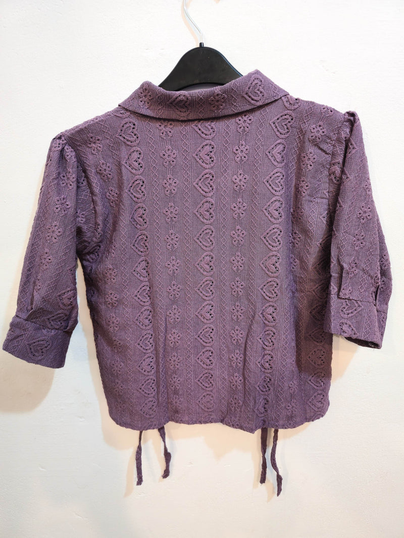 Purple Lace Zip-Up Crop Jacket-6