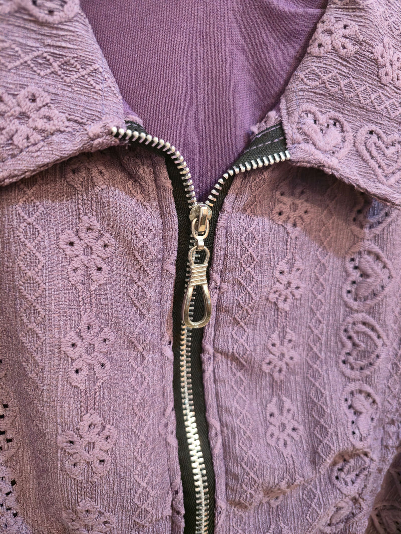 Purple Lace Zip-Up Crop Jacket-7