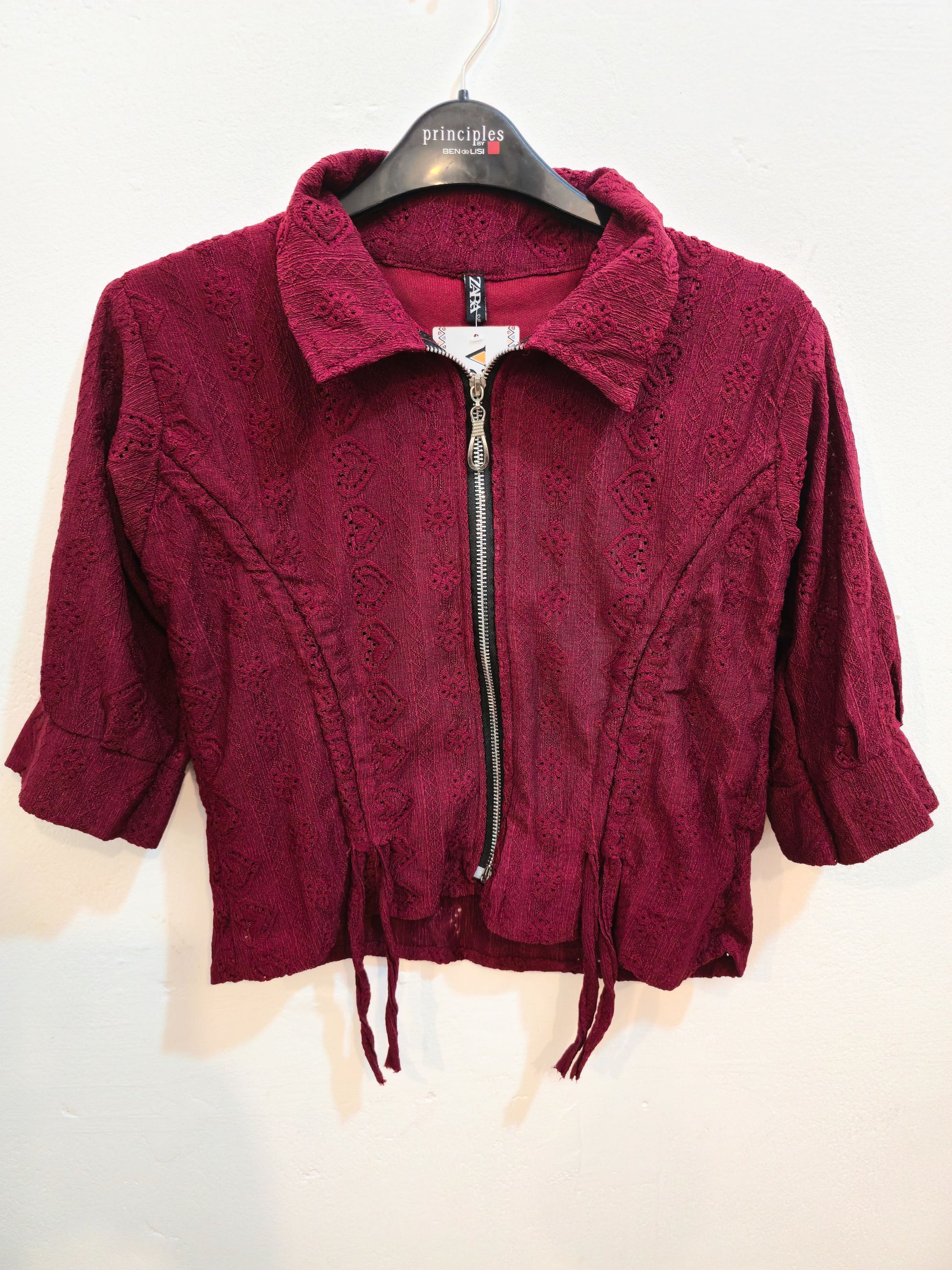 Purple Lace Zip-Up Crop Jacket-2