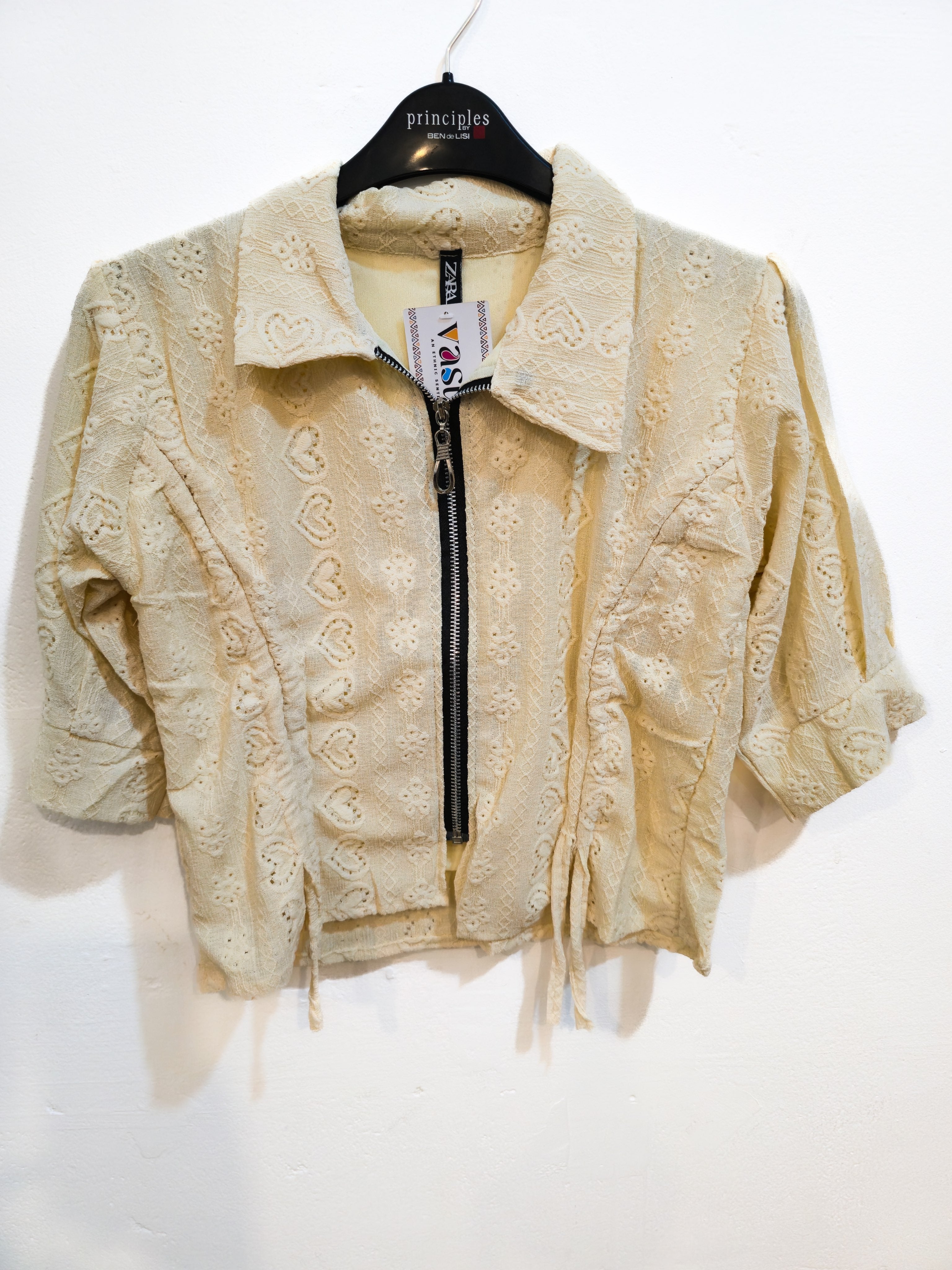 Purple Lace Zip-Up Crop Jacket