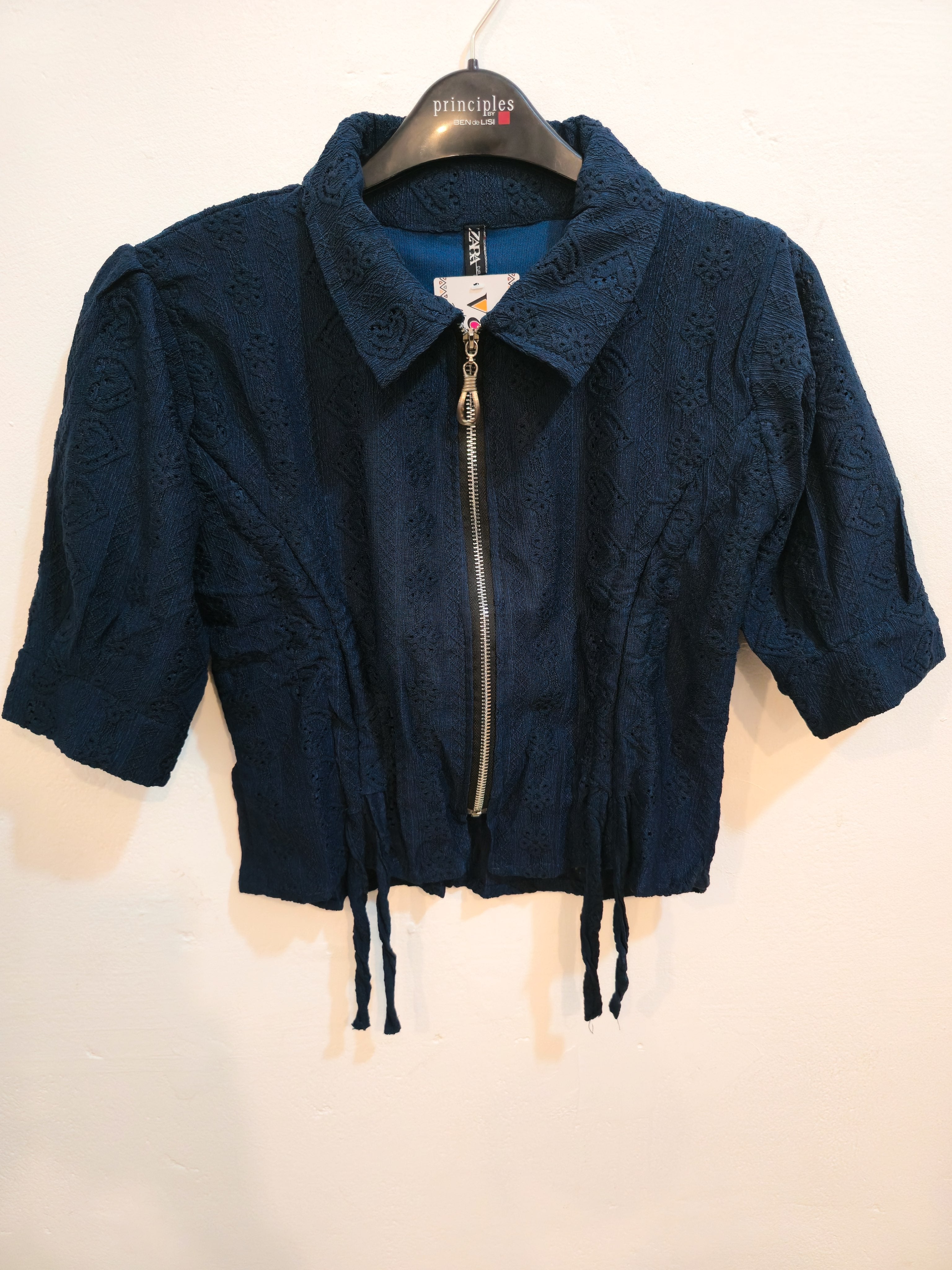 Purple Lace Zip-Up Crop Jacket