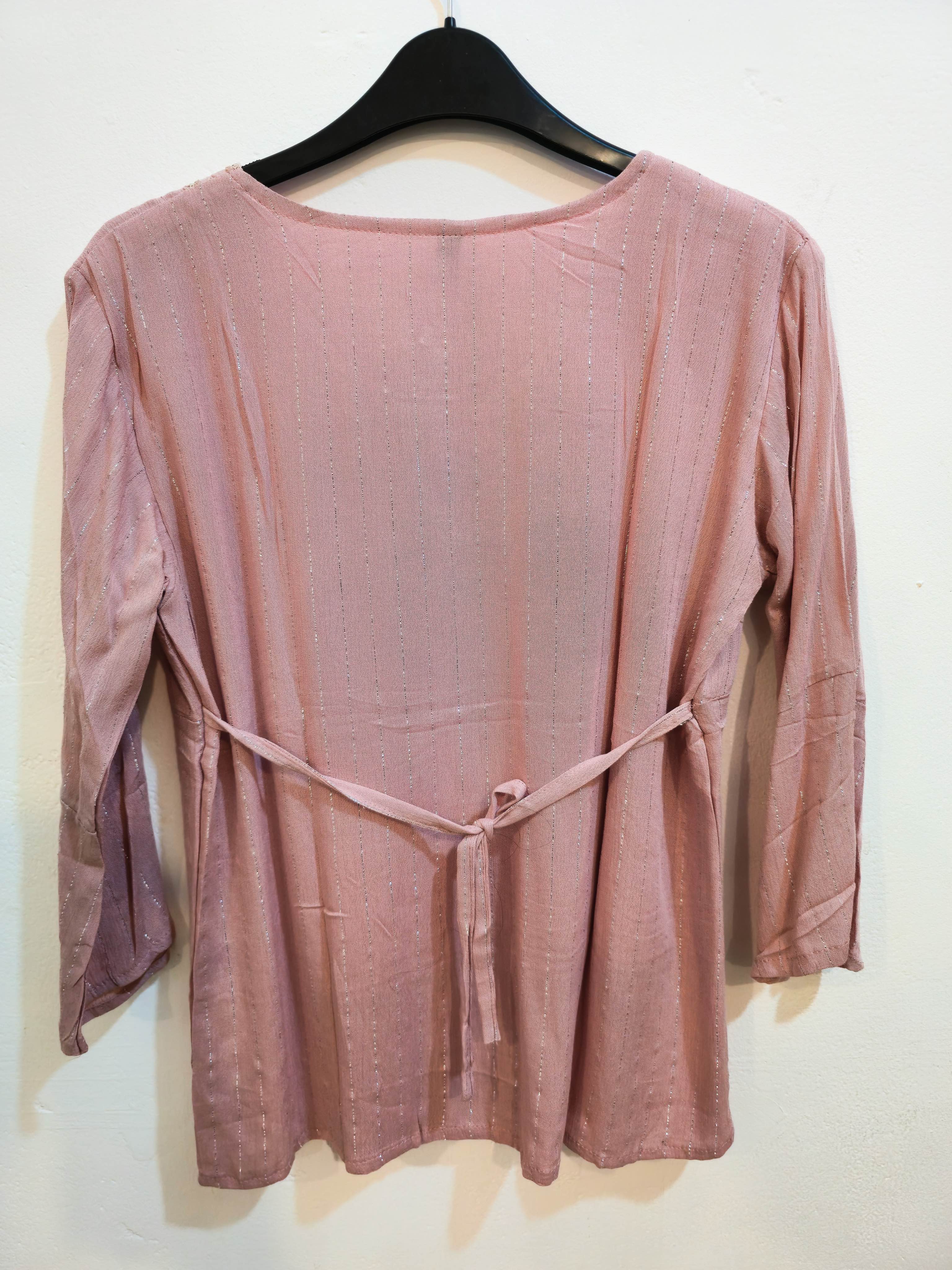Women's Dusty Pink Embroidered Pleated Kurti Top