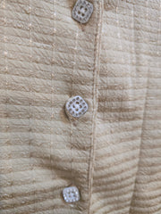 Textured Puff Sleeve Button-Down Blouse