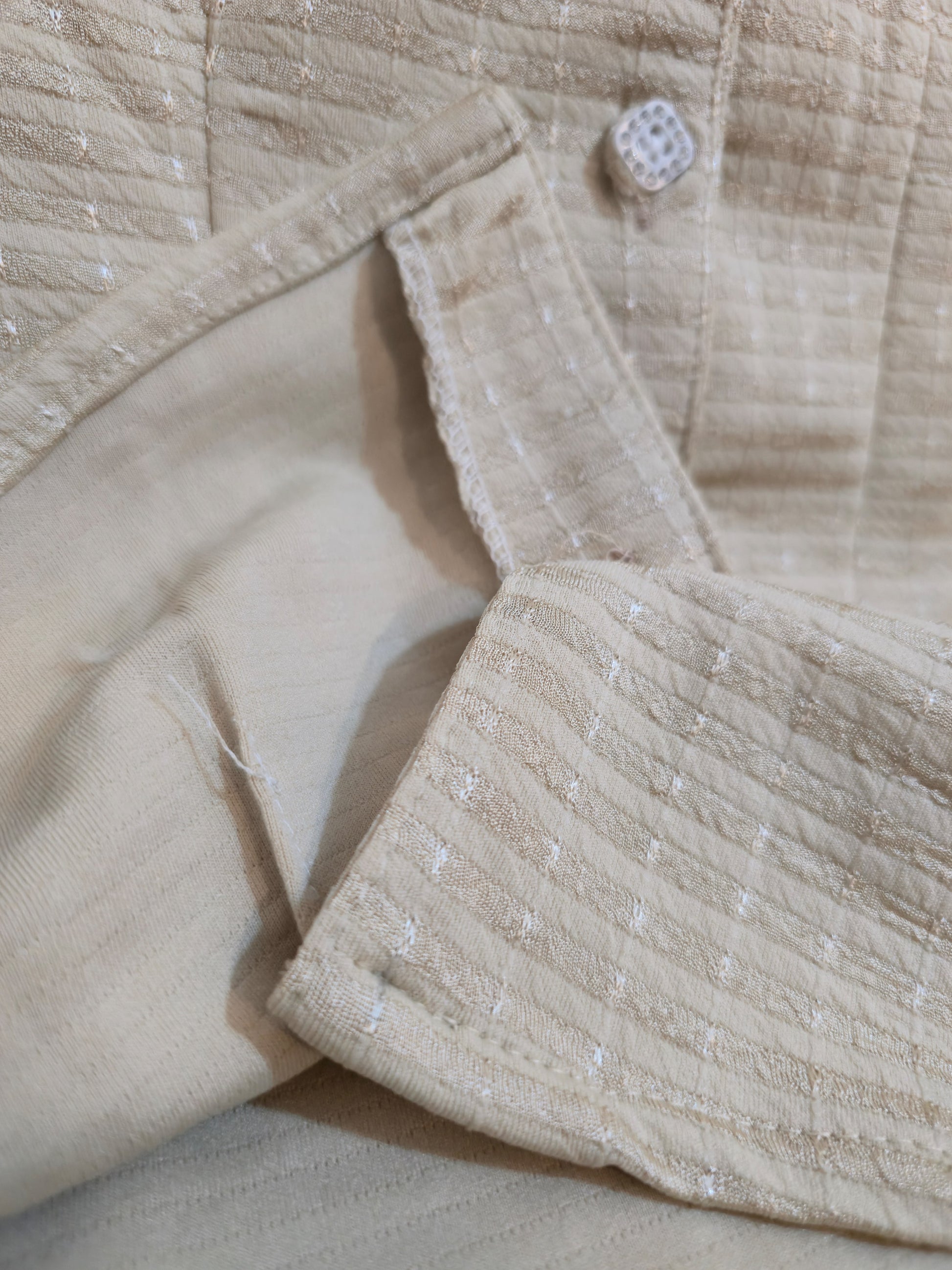 Textured Puff Sleeve Button-Down Blouse-4