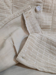 Textured Puff Sleeve Button-Down Blouse