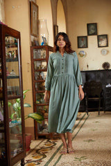 Design Printed Green Maxi Dress