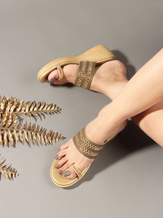 Women Textured Wedge Heel Sandals-8