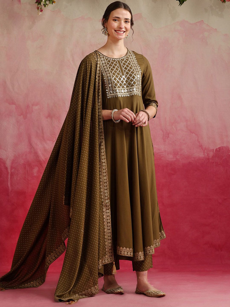Embroidered Regular Sequinned Kurta with Palazzos & Dupatta-15