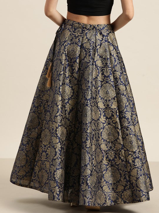 Charming Purple Floral Jacquard Skirt-11