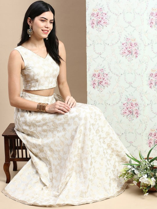 Ethnic Motif Woven Design Flared Maxi Skirt