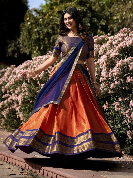 Semi-Stitched Lehenga & Unstitched Blouse With Dupatta