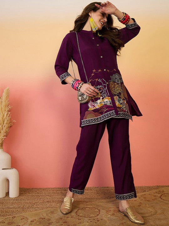 Embroidered Tunic With Trouser Co-Ords-13