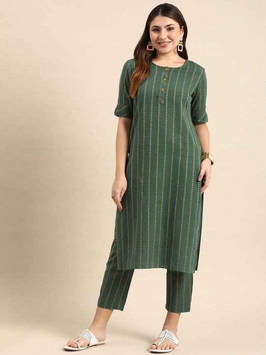 Regular Pure Cotton Kurta with Trousers-1
