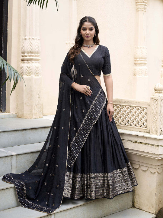 Embellished Ready to Wear Lehenga & Unstitched Blouse With Dupatta-9