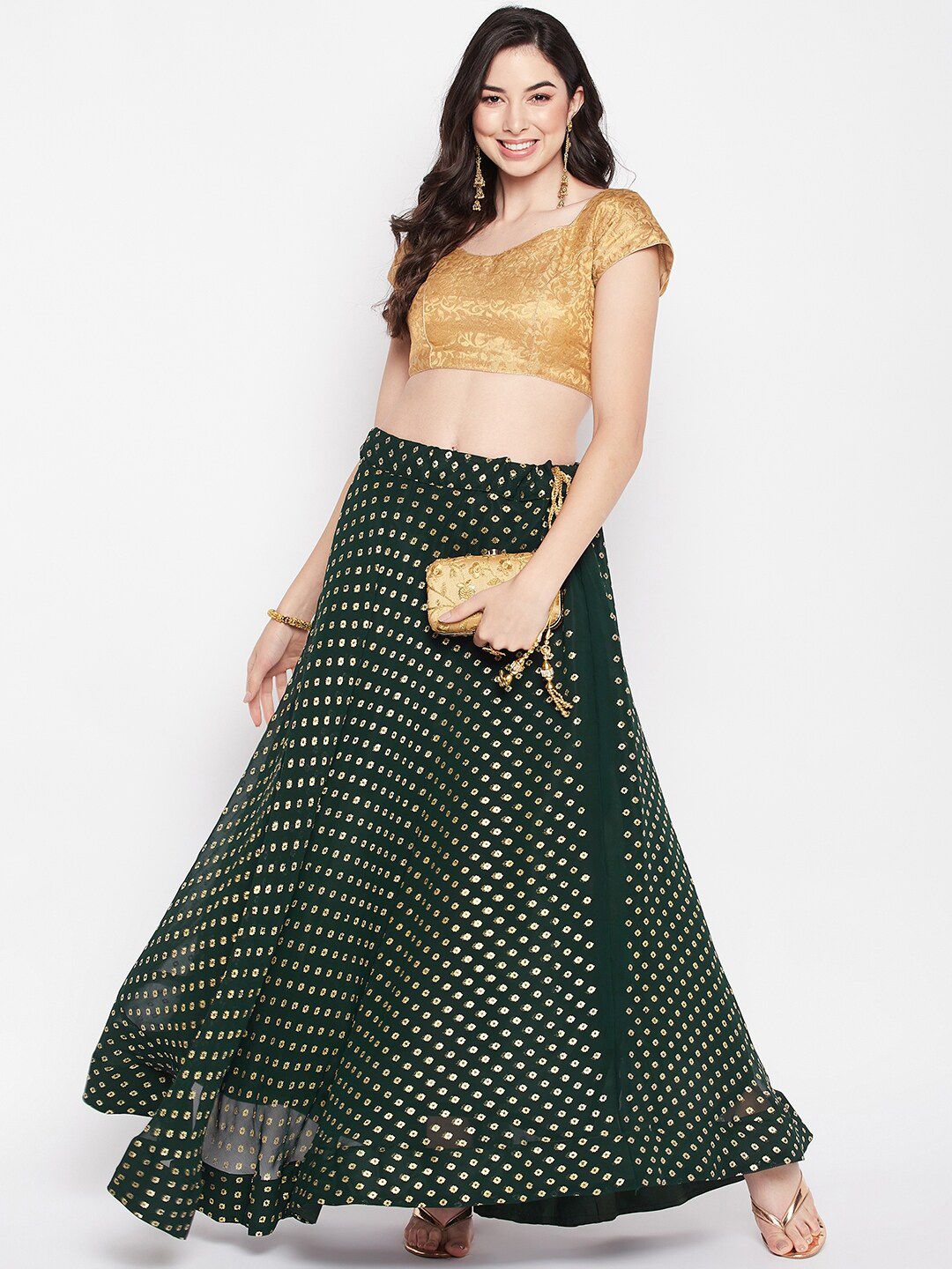 Printed Flared Maxi Skirt-7