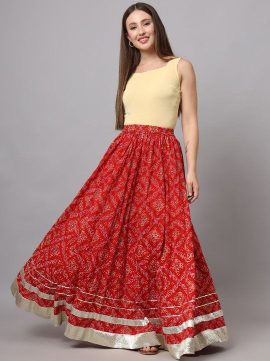 Printed Flared Maxi Skirt-4