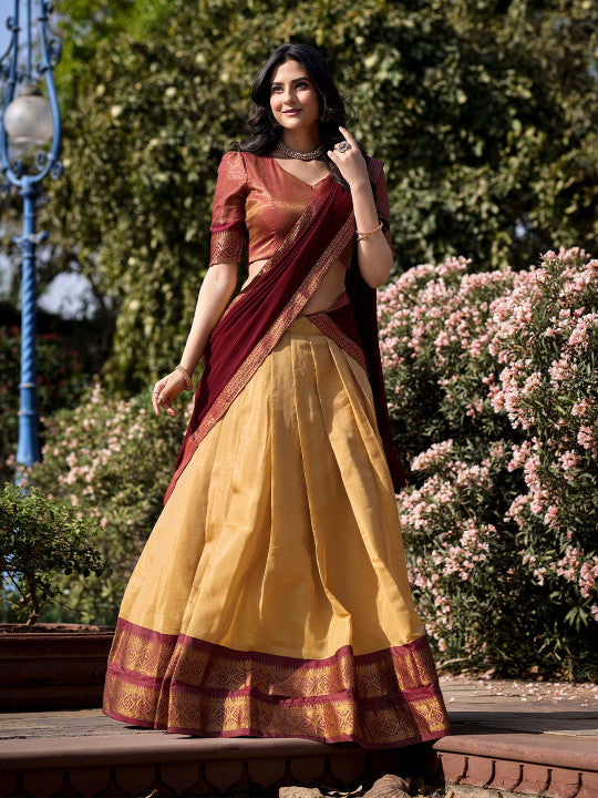 Semi-Stitched Lehenga & Unstitched Blouse With Dupatta-10