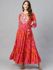 Red Embellished Maxi Dress
